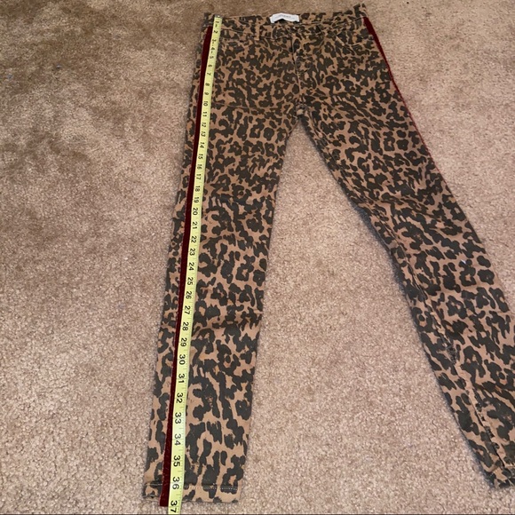ZARA leopard print skinny jeans burgundy striped - Picture 9 of 11